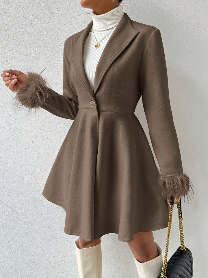 Stéphanie™ | Faux-Fur Cuff Fit-and-Flare Coat