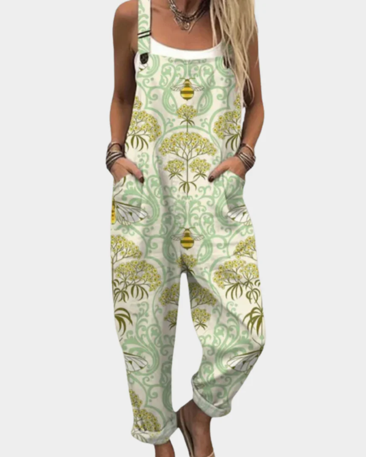 VIVIENNE™ – Adjustable Strap Patterned Jumpsuit