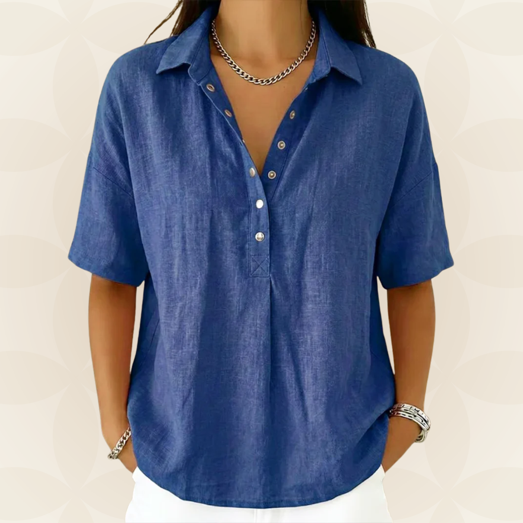 Sophie | Collared Blouse with Button Detail