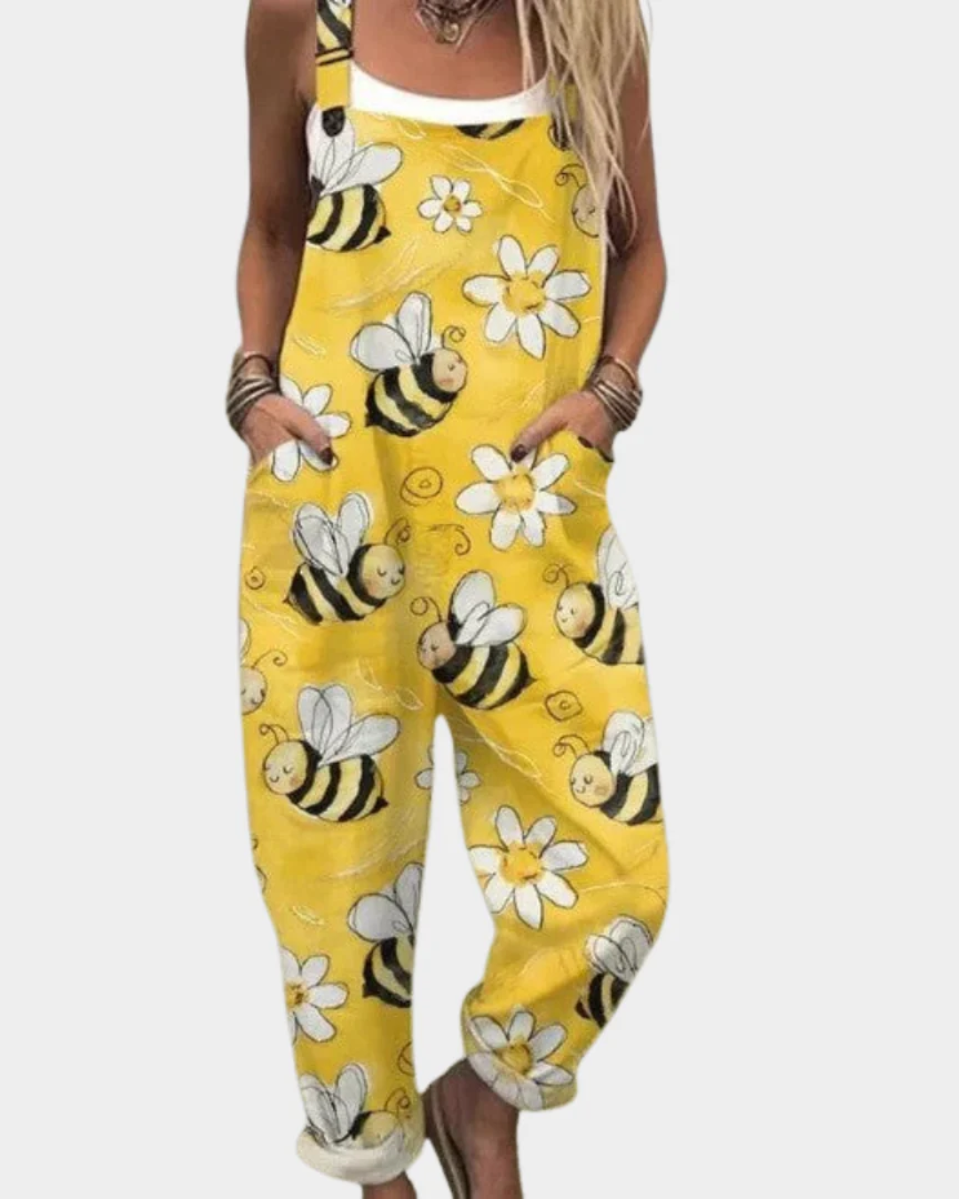 VIVIENNE™ – Adjustable Strap Patterned Jumpsuit