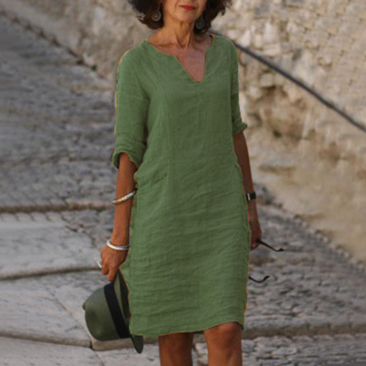 Emma | Women's Casual V-Neck Midi Dress