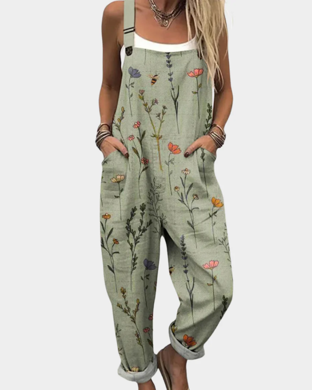 VIVIENNE™ – Adjustable Strap Patterned Jumpsuit