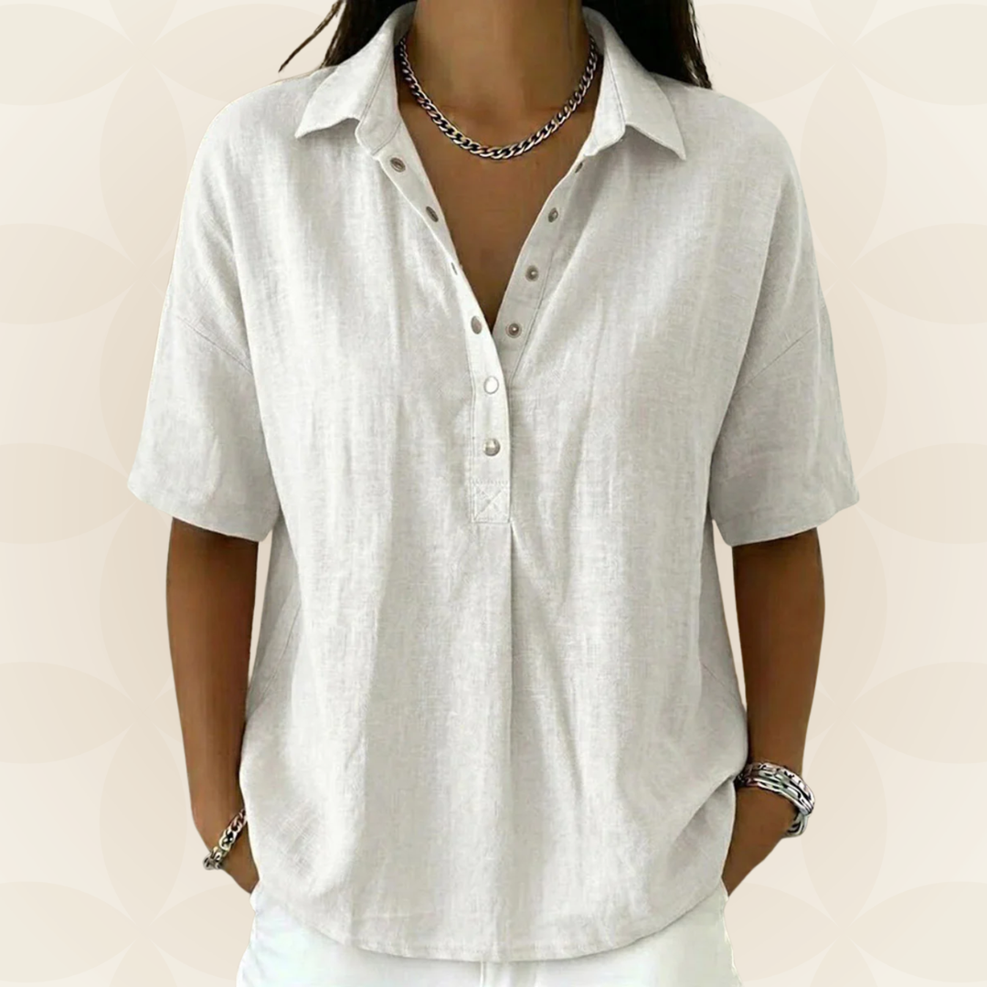 Sophie | Collared Blouse with Button Detail