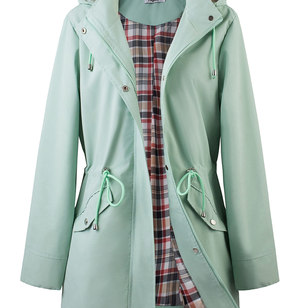 Veronica™ | Plaid Lined Drawstring Waist Hooded Parka Jacket