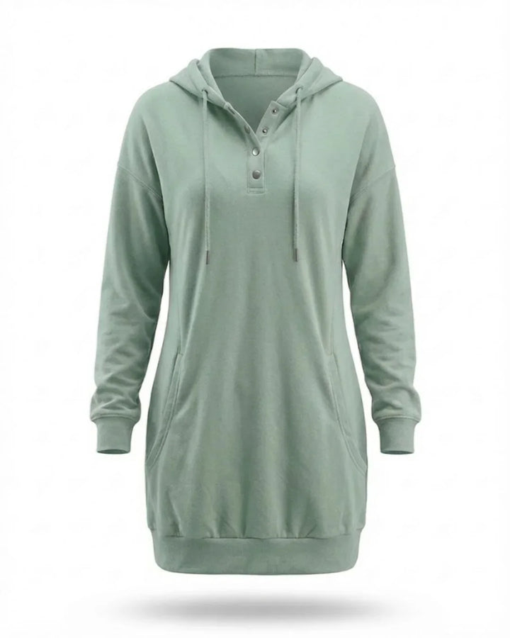 Fiorenza™ | Hooded Henley sweatshirt dress