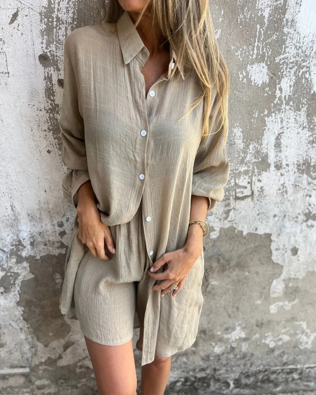 IZELA - Casual Shirt & Shorts Set