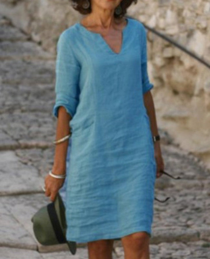 Emma | Women's Casual V-Neck Midi Dress