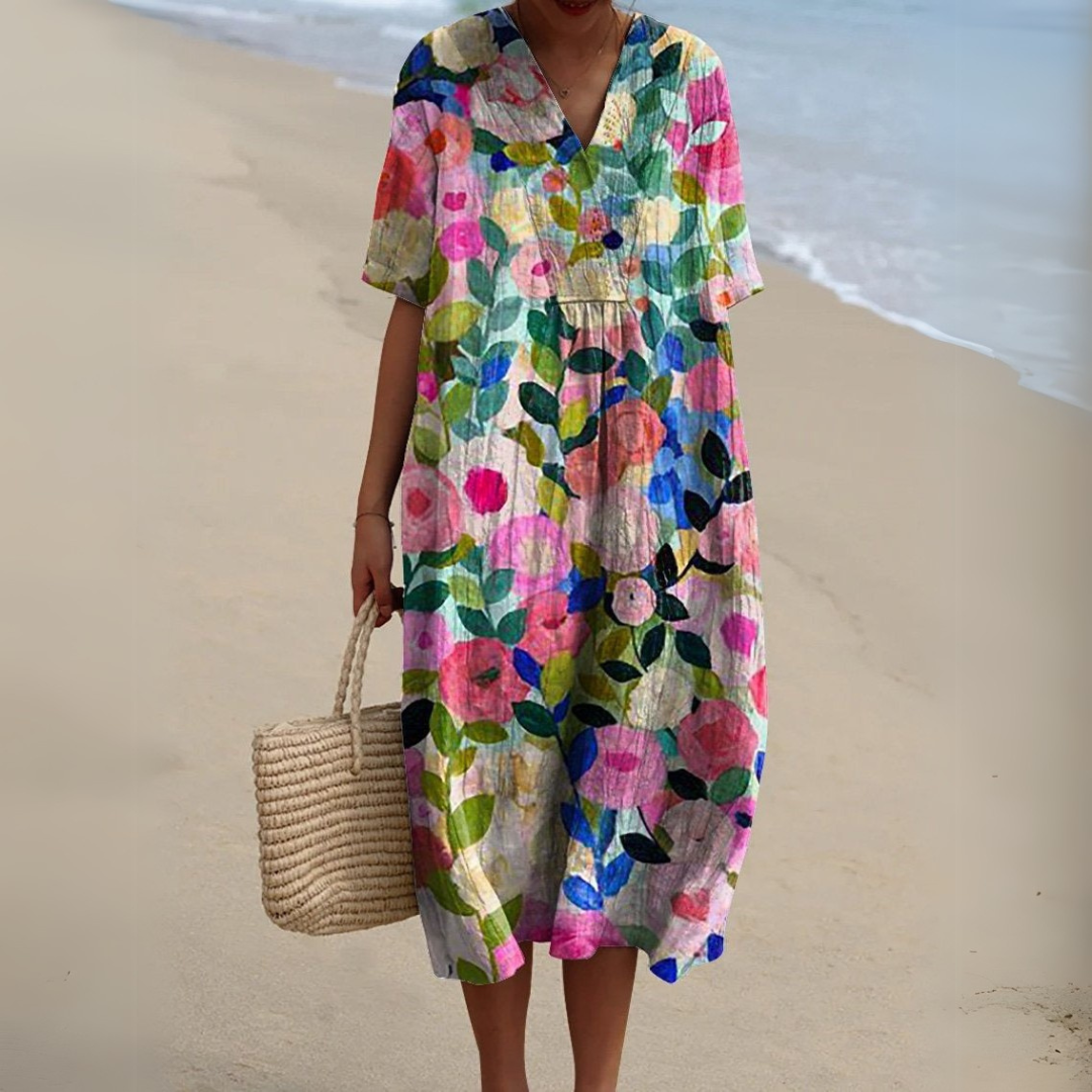 Wilson & Carter Women's V-Neck Casual Summer Dress