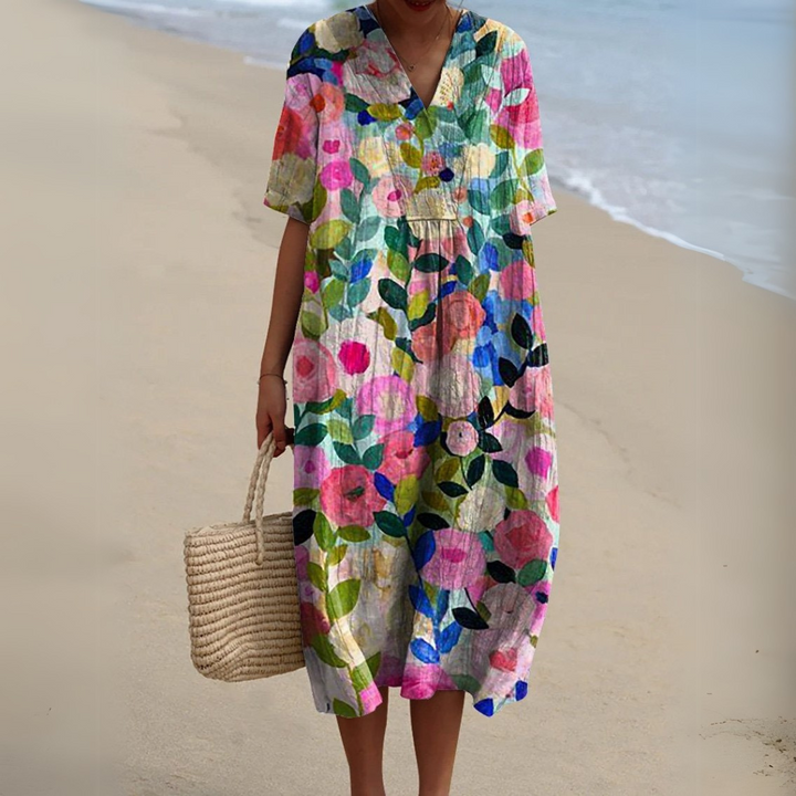 Wilson & Carter Women's V-Neck Casual Summer Dress