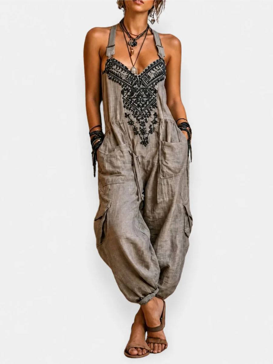 Emma | Salopette Boho con Tasche a Toppa