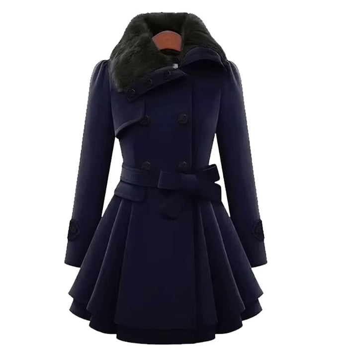 Cordelia™ | Faux-fur collar belted fit-and-flare coat