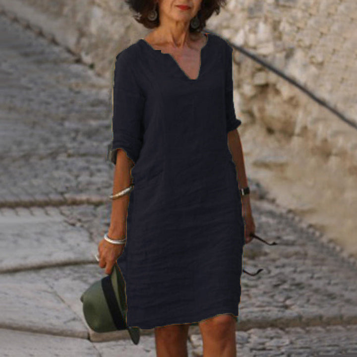 Emma | Women's Casual V-Neck Midi Dress
