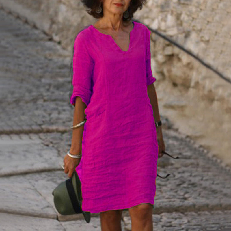 Emma | Women's Casual V-Neck Midi Dress