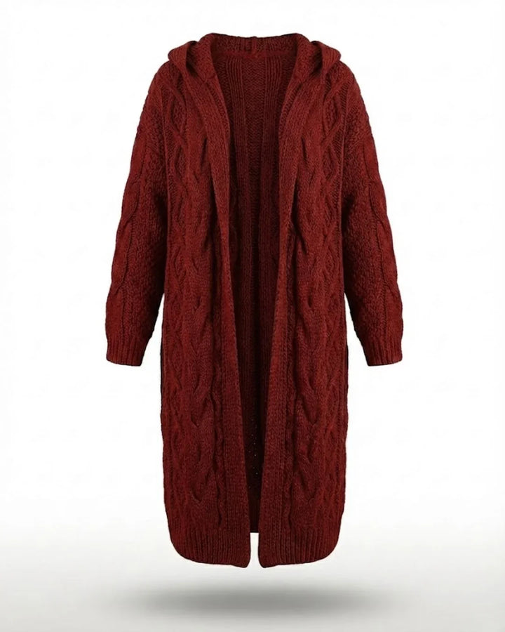 Hester™ | Hooded Cable-Knit Long Cardigan