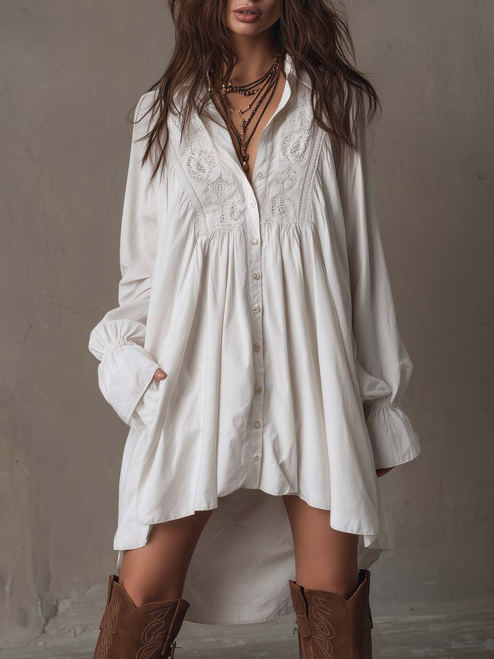 ELARA™ – Lace Irregular Hem Mini Dress