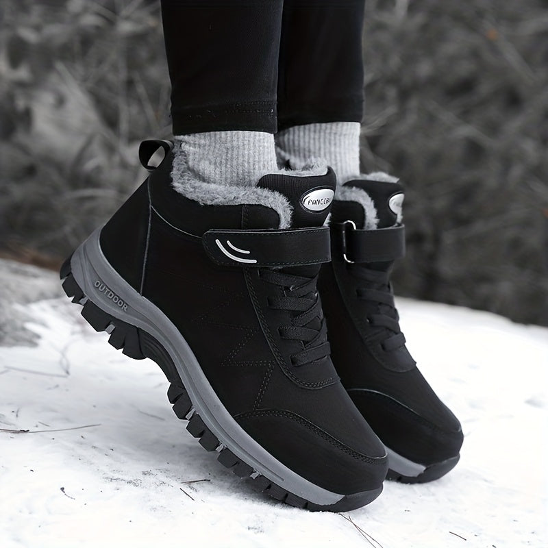 Benedetta™ | Plush-lined hook-and-loop lace-up hiking ankle boots
