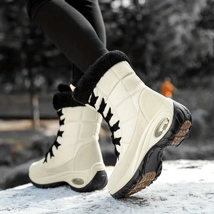 Cecilia™ | Faux-fur cuff lace-up mid-calf snow boots