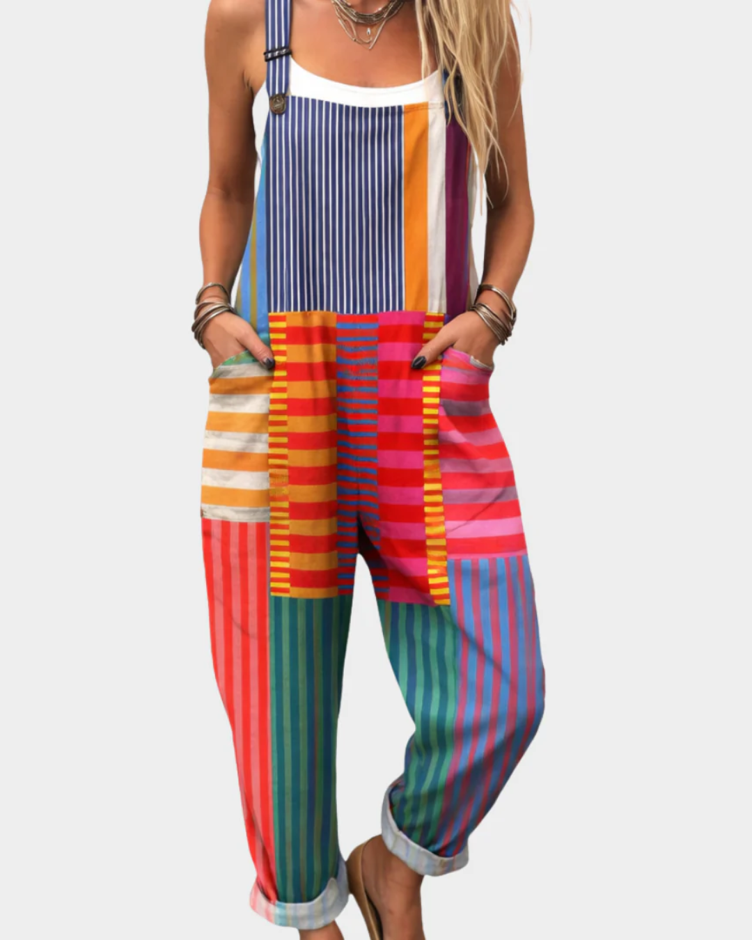 VIVIENNE™ – Adjustable Strap Patterned Jumpsuit