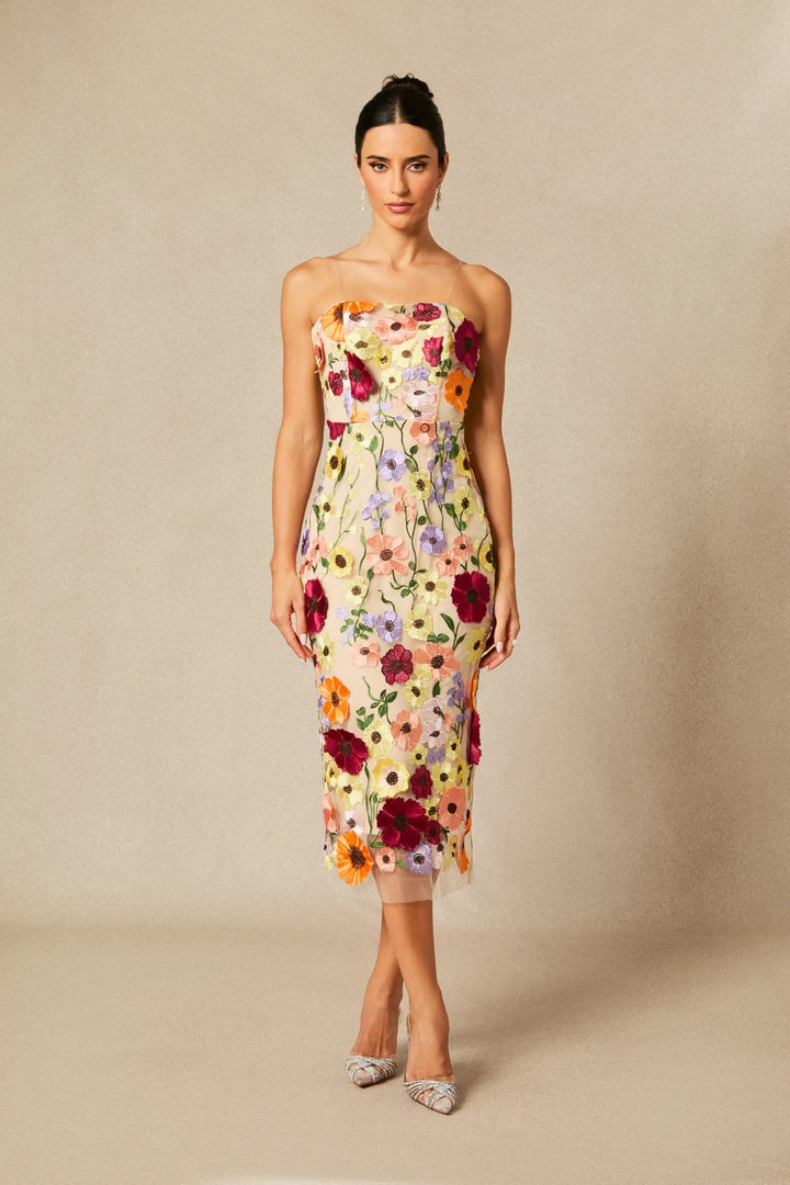 SERAPHINA™ – Strapless Lace Midi Dress