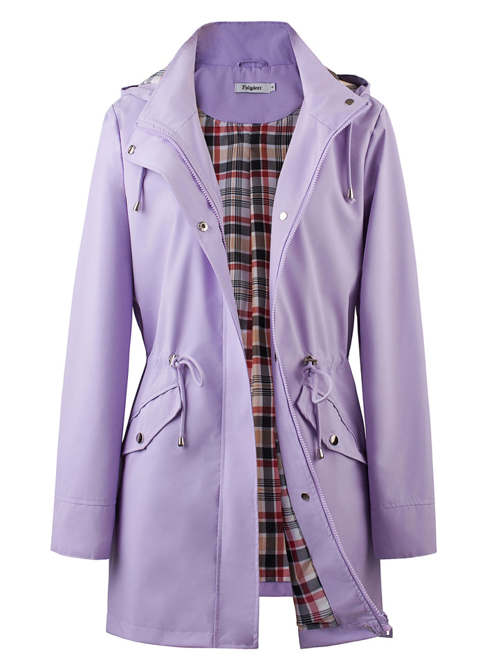 kouky™ | Waterproof Plaid-Lined Drawstring-Waist Parka Coat