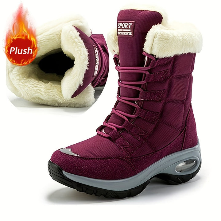 Cecilia™ | Faux-fur cuff lace-up mid-calf snow boots