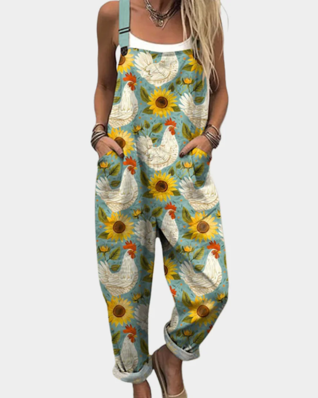 VIVIENNE™ – Adjustable Strap Patterned Jumpsuit