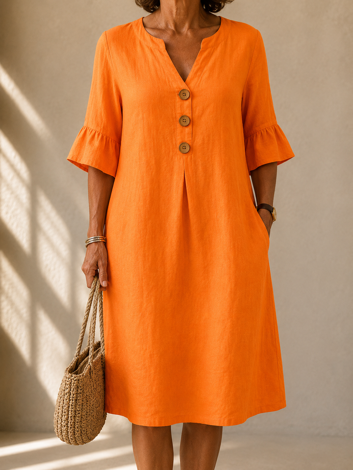 Mathilde | V-Neck Button Dress