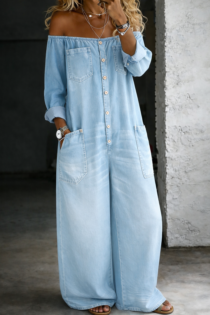 Elena | Off-Shoulder Long Sleeve Jumpsuit