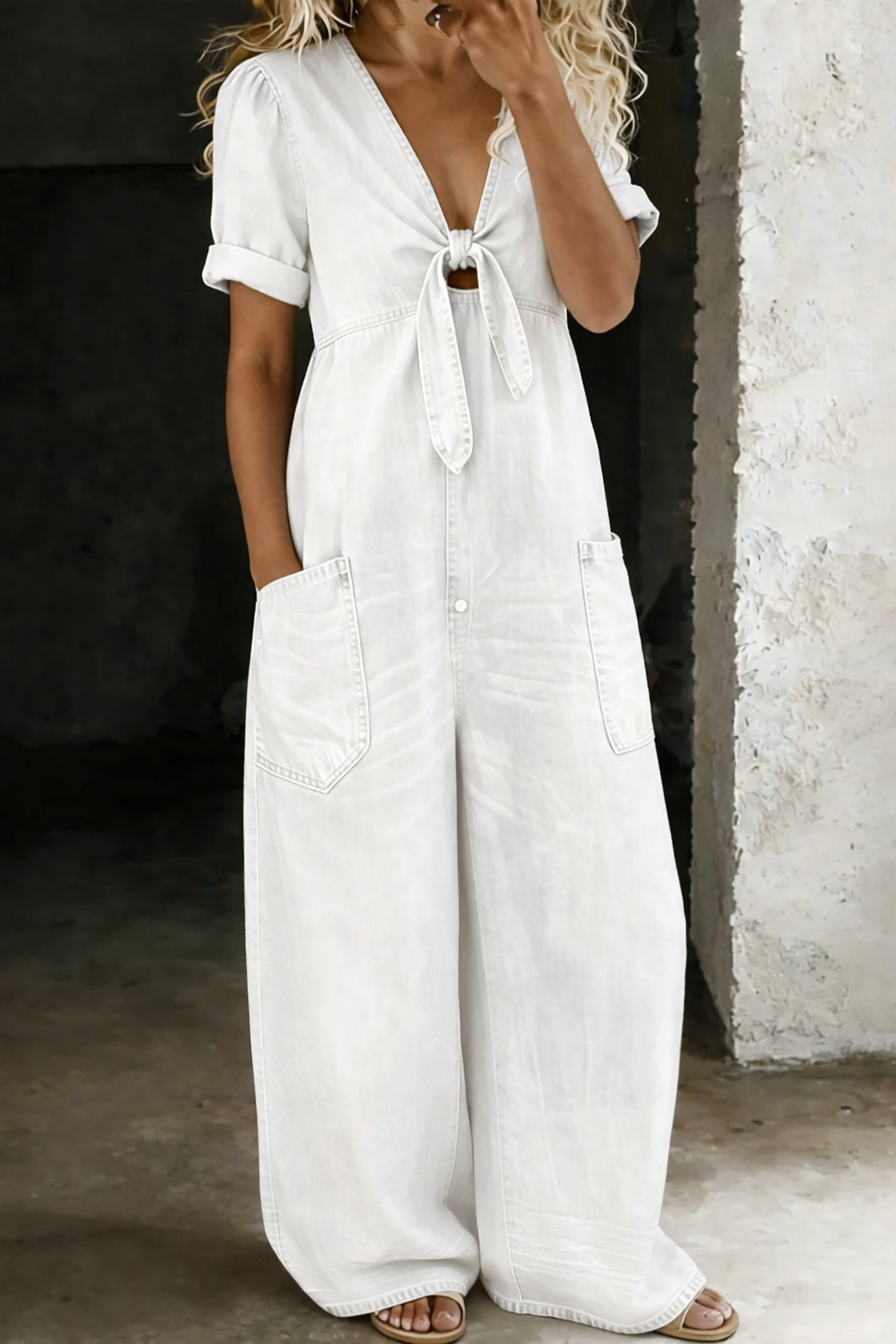 Maya | Short Sleeve V-Neck Jumpsuit