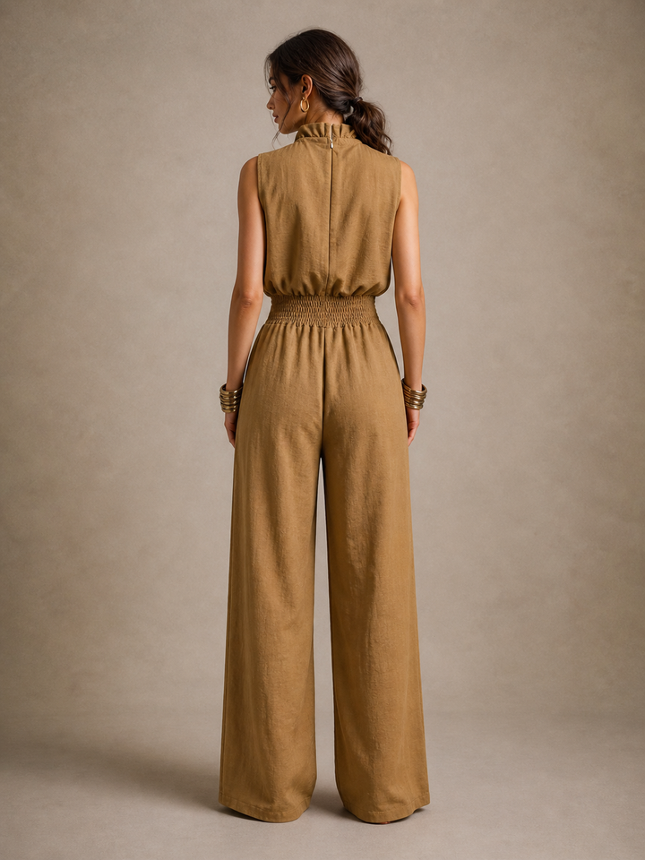 Zenaide Camel Wide-Leg Jumpsuit