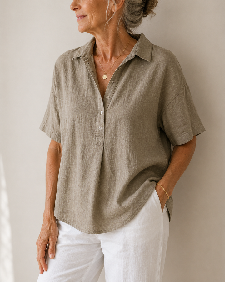 Sophie | Collared Blouse with Button Detail