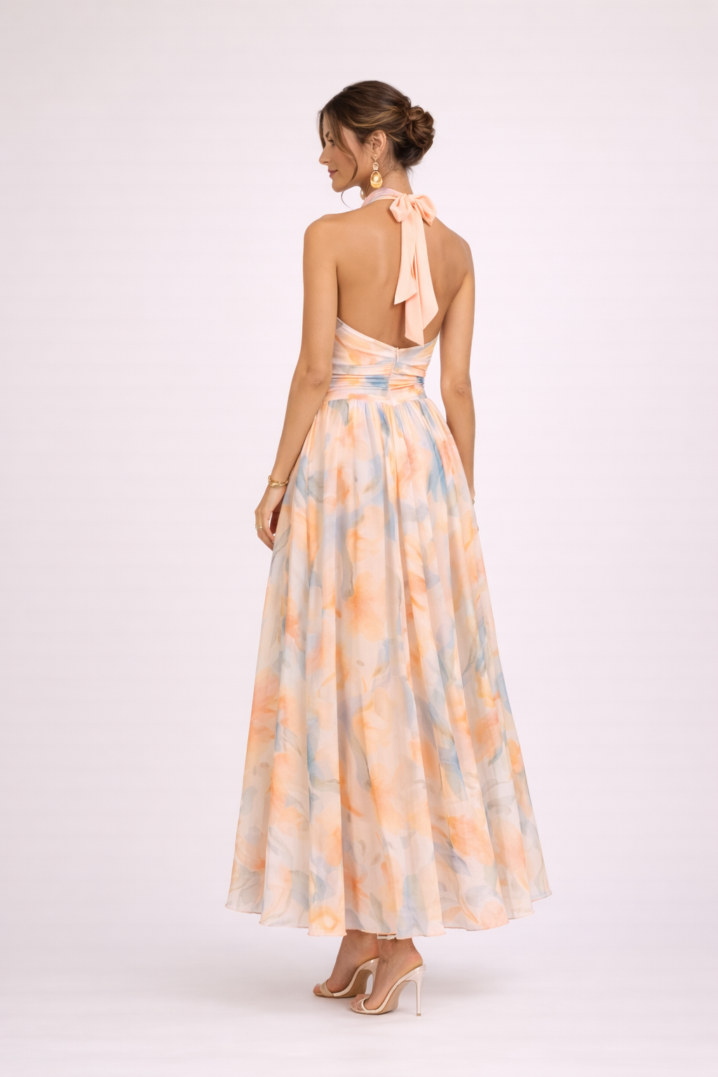 CAMILLE™ – Watercolor Halter Midi Dress