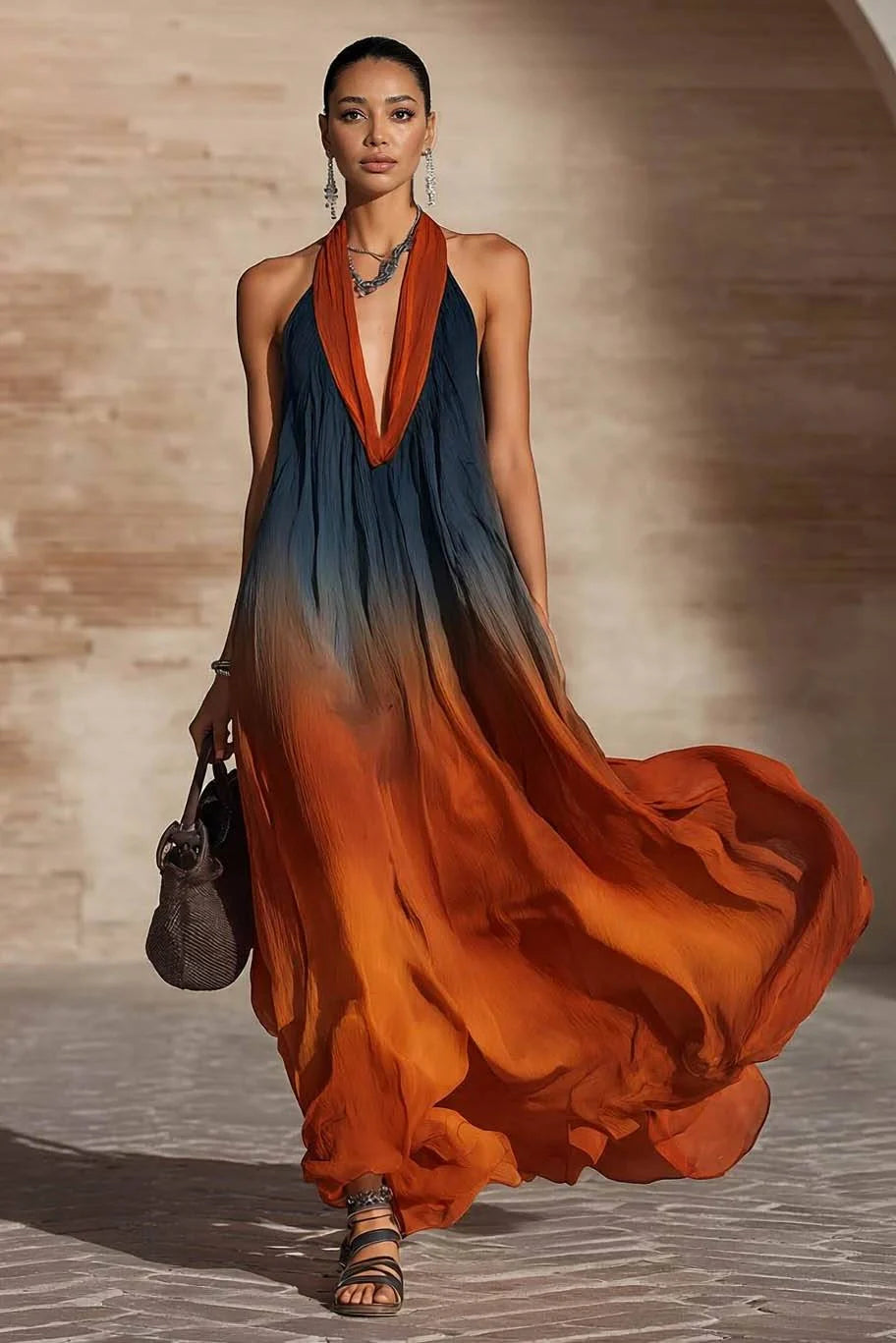 Paula | Ombre Halter Maxi Dress