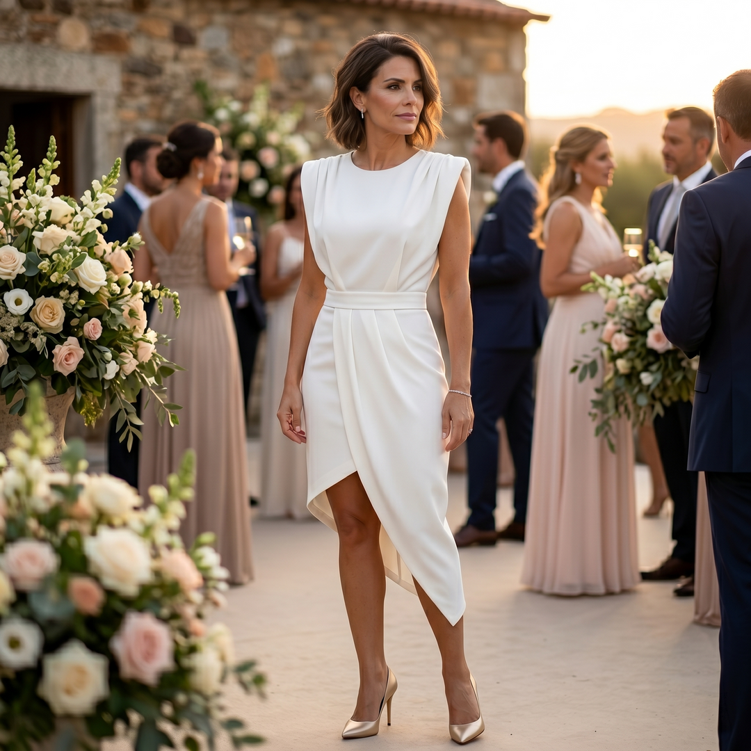 AURORA™ – Asymmetric Elegance Midi Dress