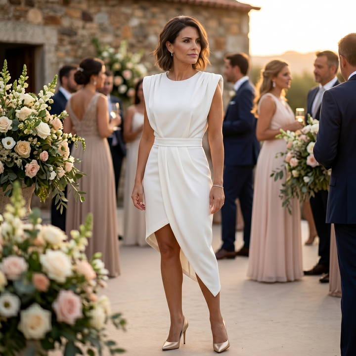 AURORA™ – Asymmetric Elegance Midi Dress