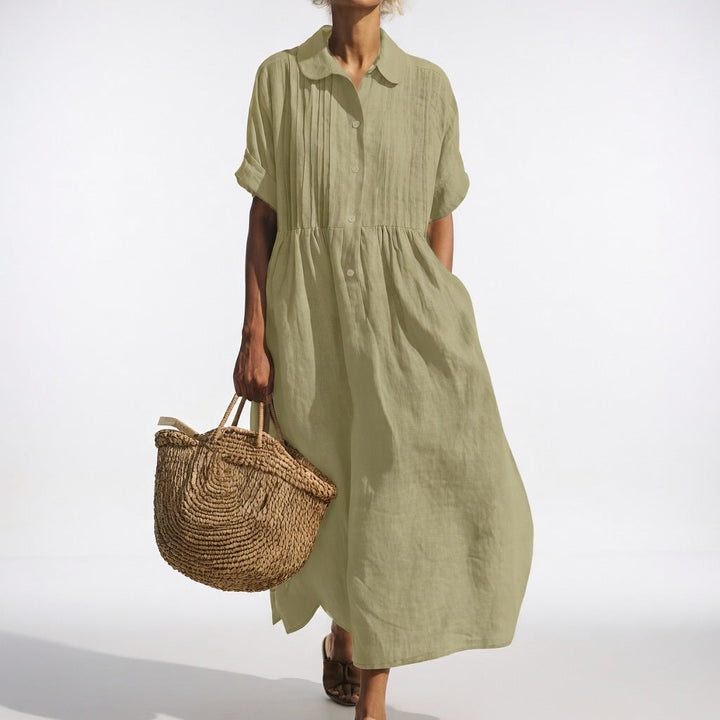 LYSANDRA™ – Flowing Cotton Shirt Dress