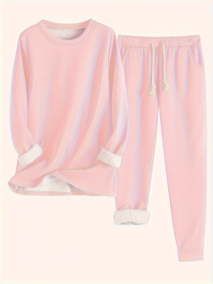 Dominika™ | Plush-lined cuffed sweatshirt jogger set