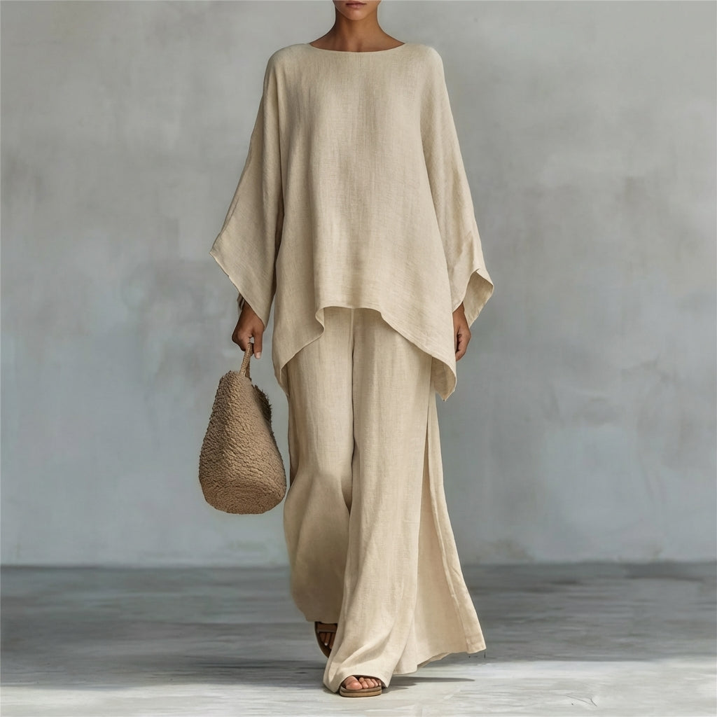 Cristina | Two-Piece Set with Long Sleeves & Wide-Leg Pants