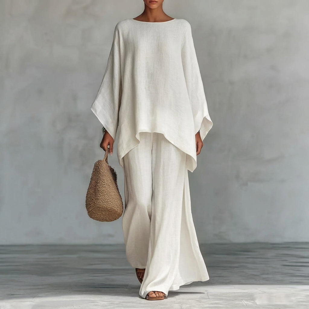 Cristina | Two-Piece Set with Long Sleeves & Wide-Leg Pants