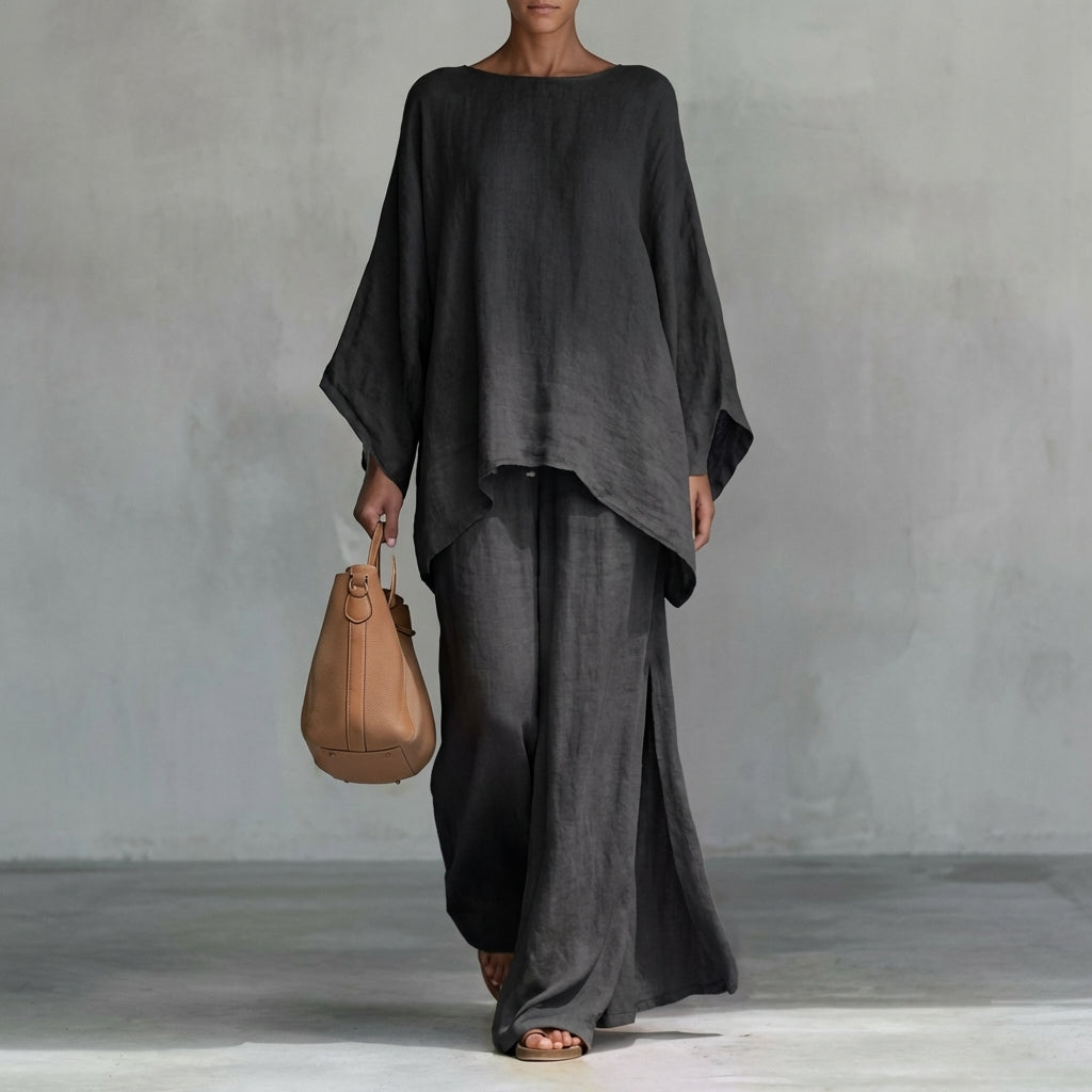 Cristina | Two-Piece Set with Long Sleeves & Wide-Leg Pants