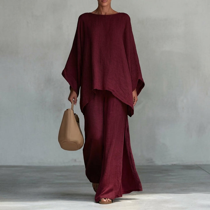 Cristina | Two-Piece Set with Long Sleeves & Wide-Leg Pants