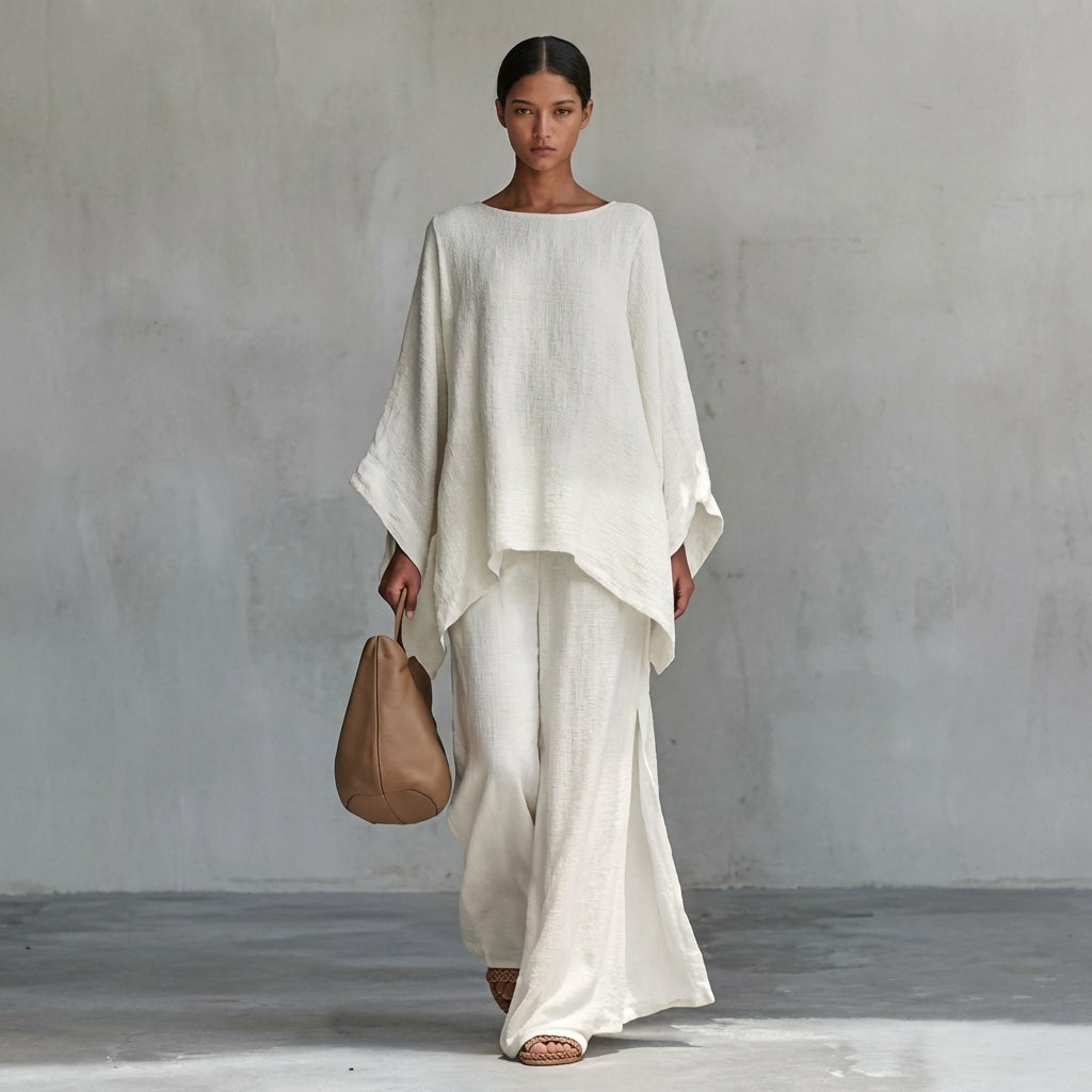 Cristina | Two-Piece Set with Long Sleeves & Wide-Leg Pants