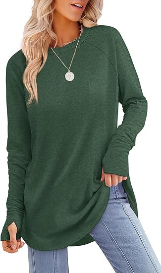Filippa™ | Curved-Hem Raglan Long-Sleeve Top