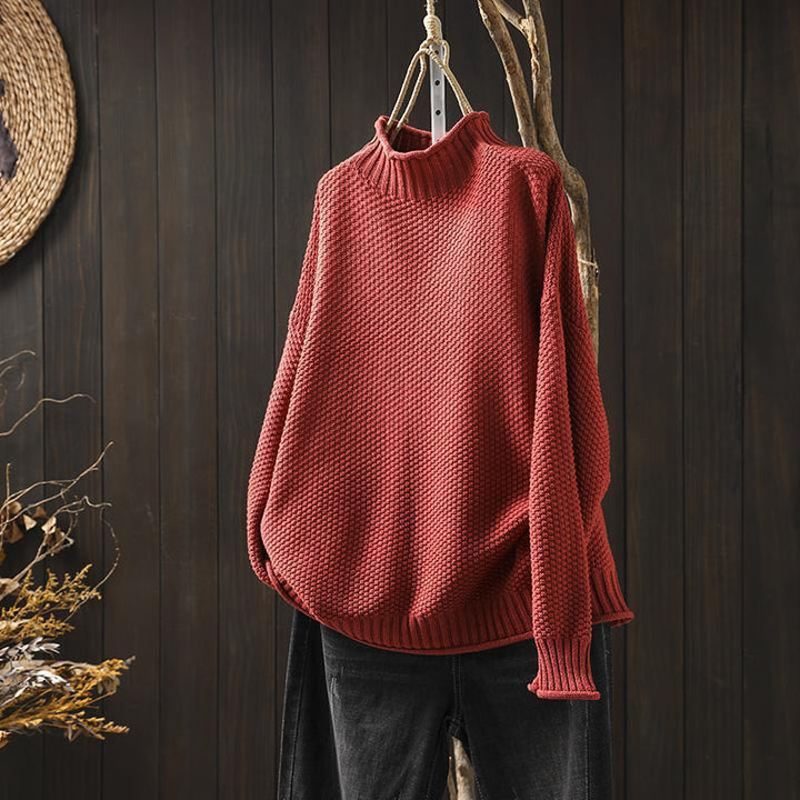 Jadya™ | Textured Wool High Collar Pullover