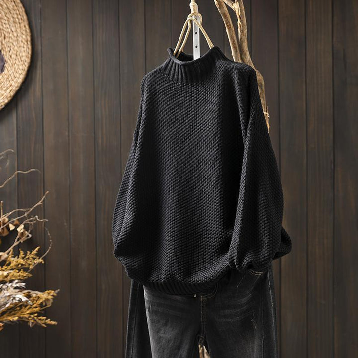Jadya™ | Textured Wool High Collar Pullover