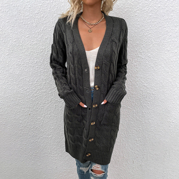 Kiana™ | Cable-Knit Buttoned Mid-Length Cardigan