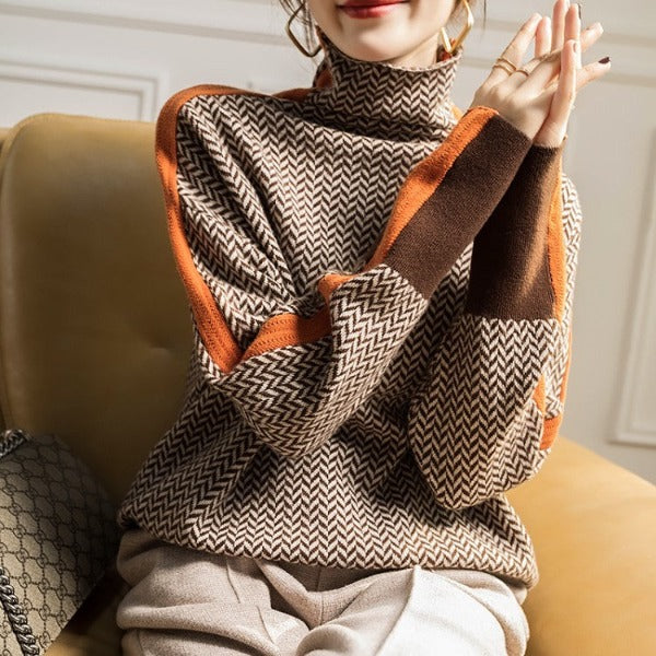ELORA™ – Jacquard Contrast Turtleneck