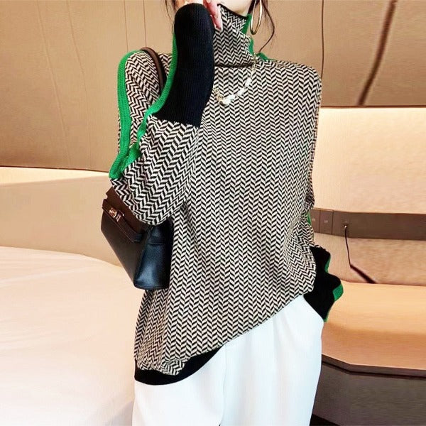 ELORA™ – Jacquard Contrast Turtleneck