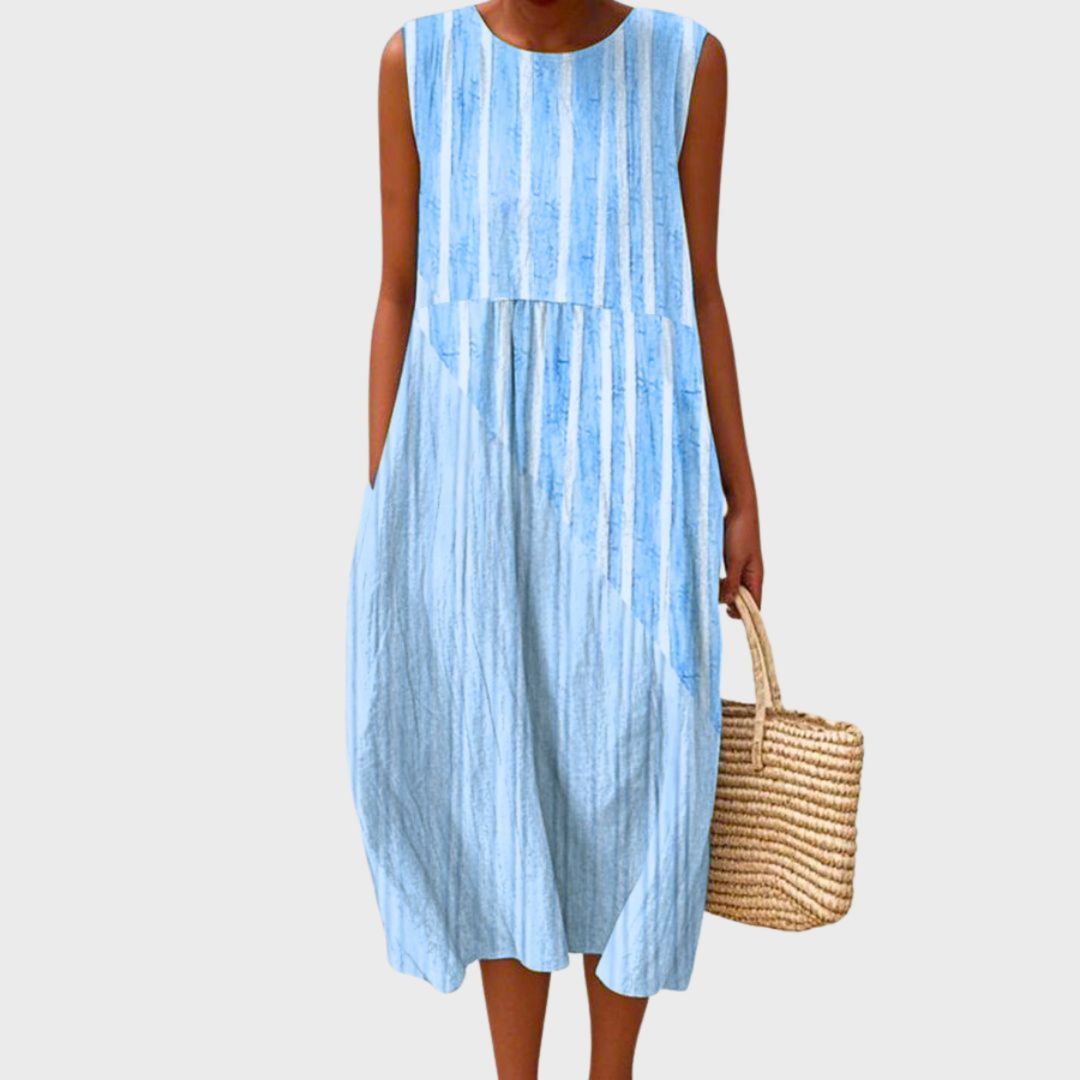 Grace | Women's Checked Linen Midi Dress