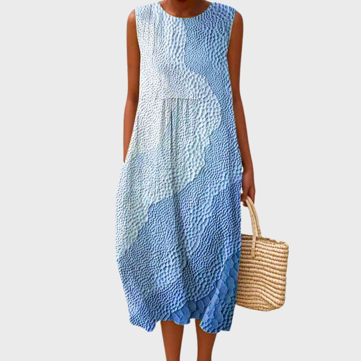 Grace | Women's Checked Linen Midi Dress